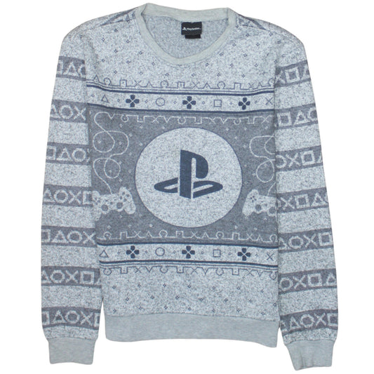 PlayStation Mens Grey Logo Crew Neck Sweatshirt Size S