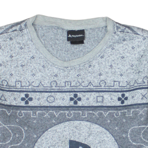 PlayStation Mens Grey Logo Crew Neck Sweatshirt Size S