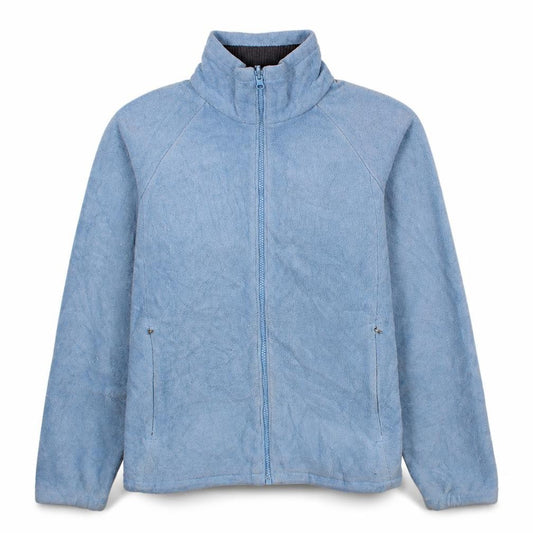 Front view of Columbia women’s blue fleece full zip jacket, size S, outdoor