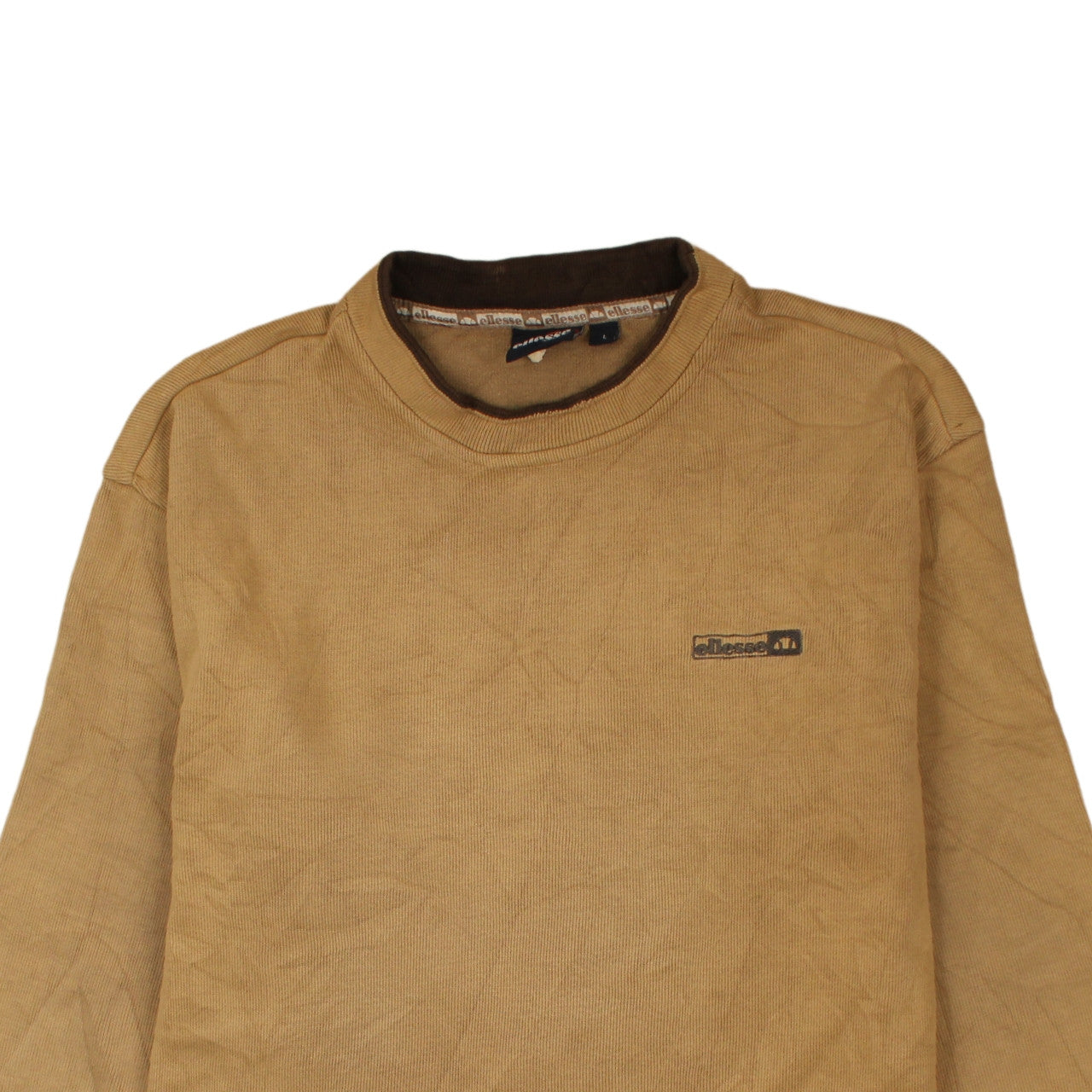 Ellesse Men Beige L Pullover Sweatshirt Classic Crew Neck
