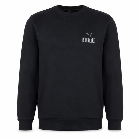 Front view of Puma Men's Black Logo Pullover Sweatshirt Medium