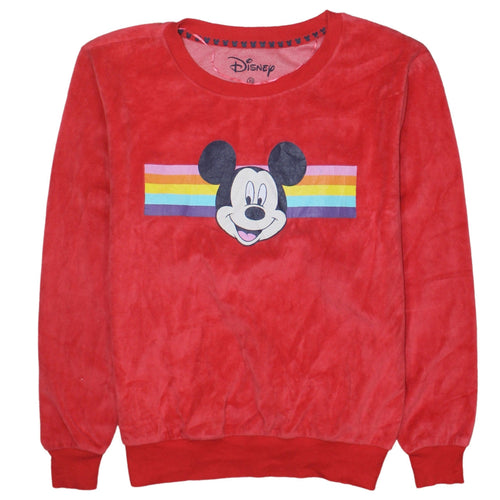 Disney Womens Red Velour Mickey Mouse Pyjama Top XS