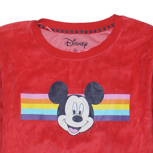 Disney Womens Red Velour Mickey Mouse Pyjama Top XS