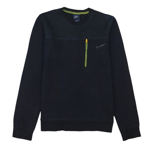 Nike Men's Black Small Pullover Crew Neck Sweatshirt with Zip Pocket