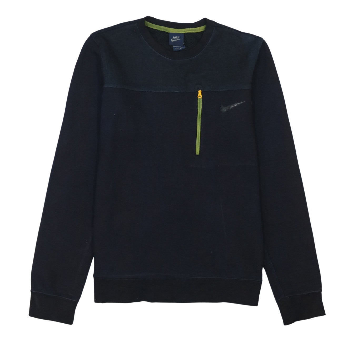 Nike Men's Black Small Pullover Crew Neck Sweatshirt with Zip Pocket