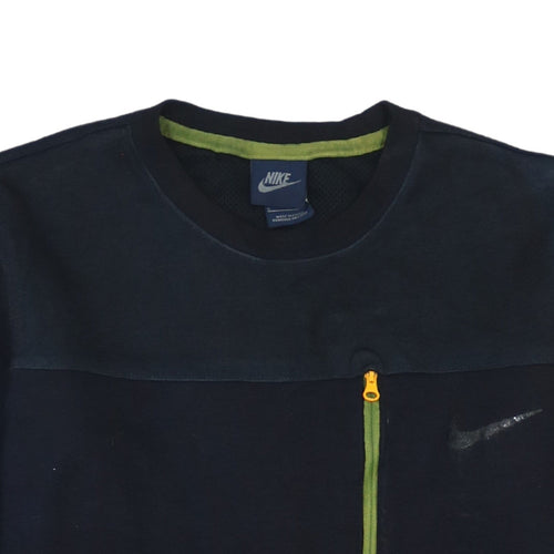 Nike Men's Black Small Pullover Crew Neck Sweatshirt with Zip Pocket
