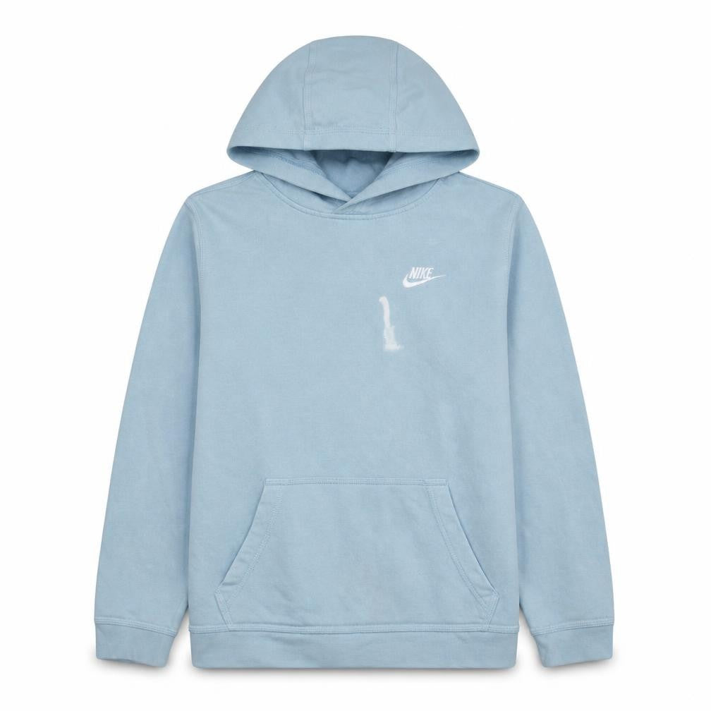 Front view of Nike boys’ blue pullover hoodie xl lightweight fleece sweatshirt