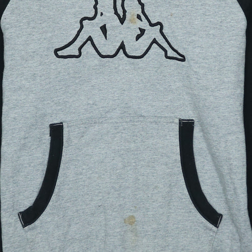 Kappa Men's Grey Pullover Hoodie Medium Sports Logo Sweatshirt