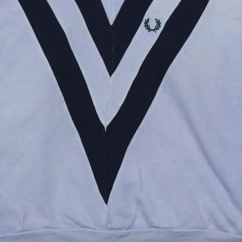 Fred Perry Men's White V-Neck Retro Sweatshirt Small