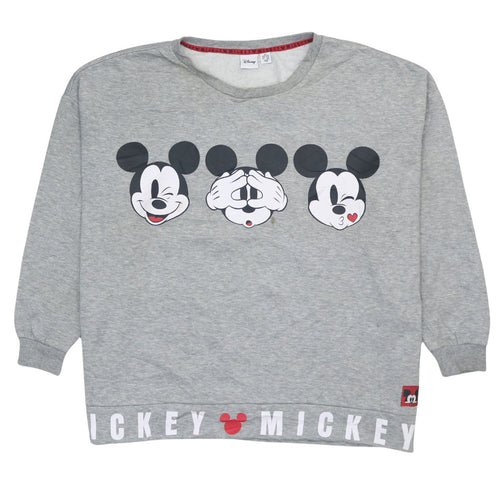 Disney Womens Grey Mickey Mouse XL Pullover Sweatshirt