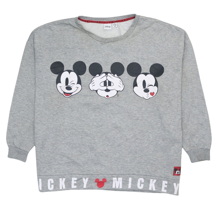 Disney Womens Grey Mickey Mouse XL Pullover Sweatshirt