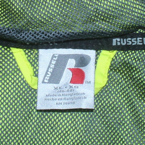 Russell Men's Yellow XL Windbreaker Hooded Sports Jacket
