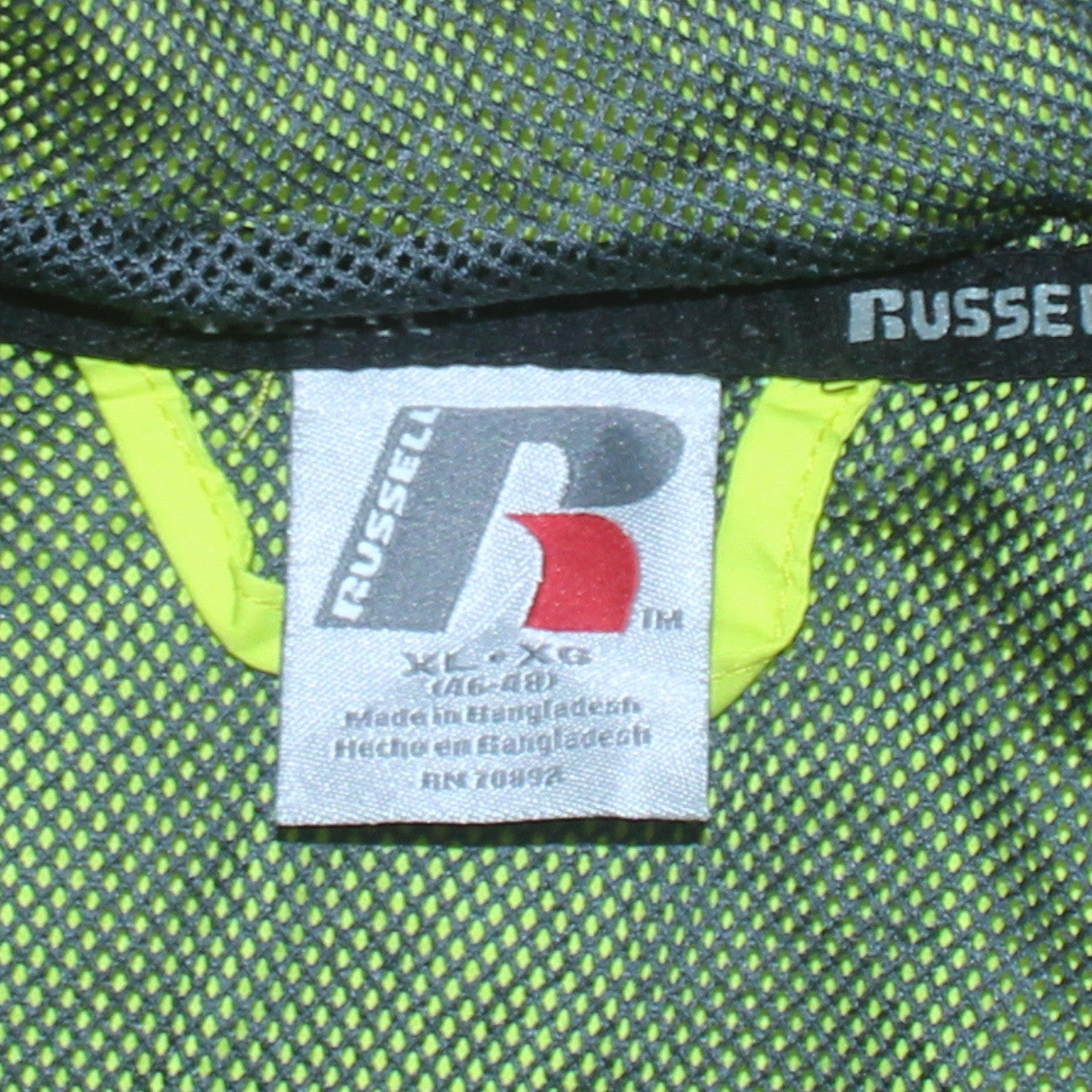 Russell Men's Yellow XL Windbreaker Hooded Sports Jacket