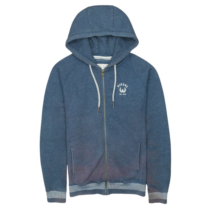 Diesel Men's Blue Full Zip Hoodie Size S Ring Spun Cotton