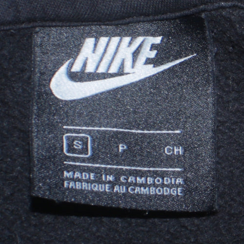 Nike Men's Black Pullover Hoodie S Embroidered Peace Graphic Fleece