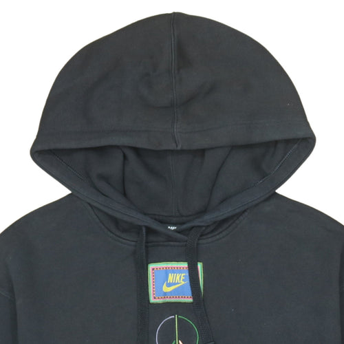 Nike Men's Black Pullover Hoodie S Embroidered Peace Graphic Fleece