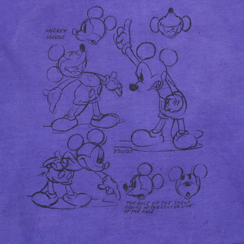 Disney Womens Purple Mickey Mouse Sketch Crew Neck Sweatshirt Size S