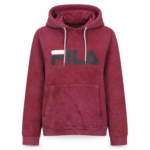FILA Womens Burgundy Pullover Hoodie XS Logo Print Cotton Blend