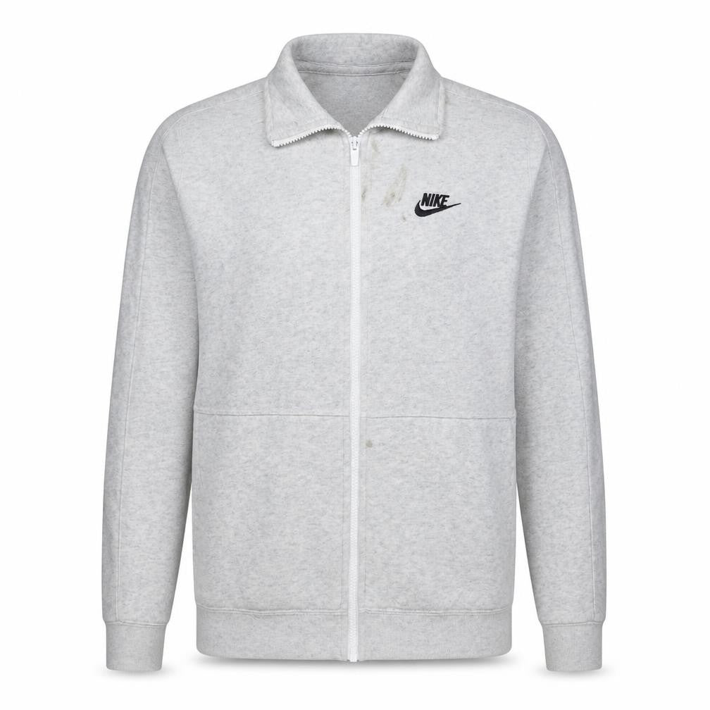 Front view of Nike Men's Grey Full Zip Track Jacket, size M, Regular Fit