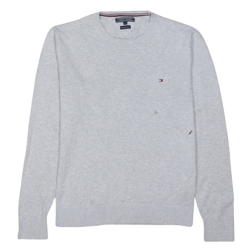 Tommy Hilfiger Men's Grey Cotton Crew Neck Jumper Size M
