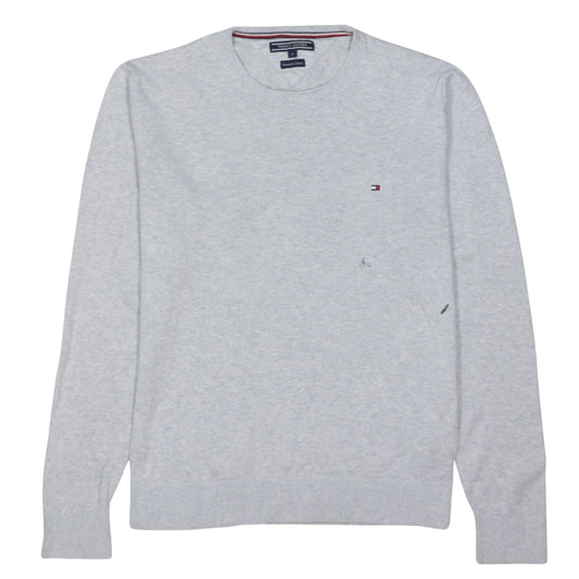 Tommy Hilfiger Men's Grey Cotton Crew Neck Jumper Size M