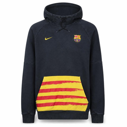 Nike Men’s Black FC Barcelona Pullover Hoodie Size L Football Sportswear