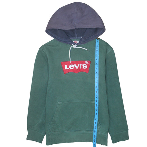 Levi's Men's Green Pullover Hoodie Size S Logo Fleece Sweatshirt