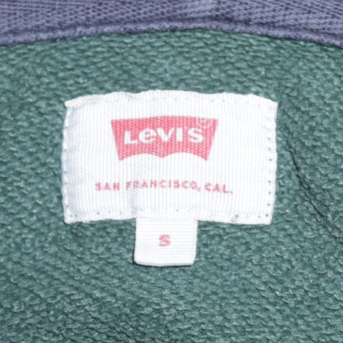 Levi's Men's Green Pullover Hoodie Size S Logo Fleece Sweatshirt