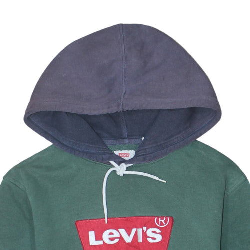 Levi's Men's Green Pullover Hoodie Size S Logo Fleece Sweatshirt