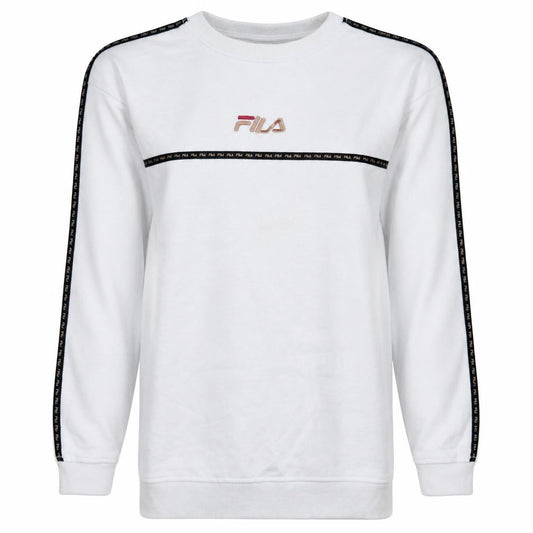 Front view of Fila Men's White Pullover Sweatshirt XS Crew Neck Logo Sports Style