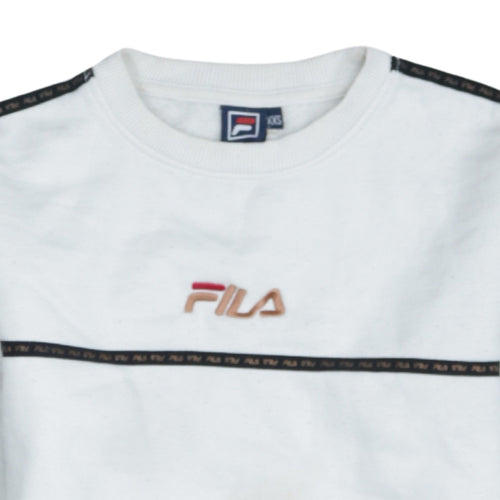 FILA Men's White Pullover Sweatshirt XS Crew Neck Logo Sports Style