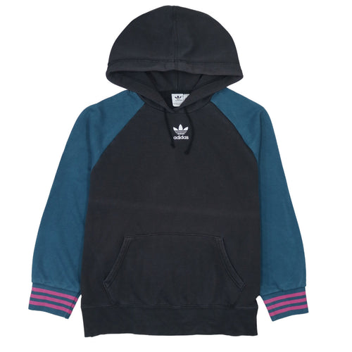 Adidas Women's Black & Teal Hoodie Size 10 Raglan Sleeve Pullover