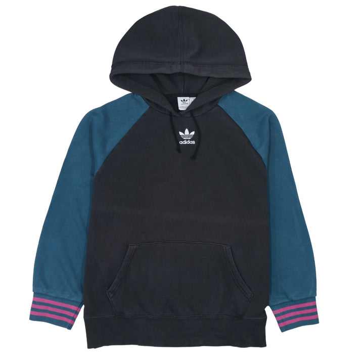 Adidas Women's Black & Teal Hoodie Size 10 Raglan Sleeve Pullover