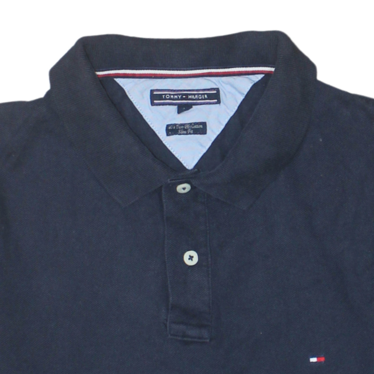 Tommy Hilfiger Men's Navy Blue Slim Fit Cotton Polo Shirt L