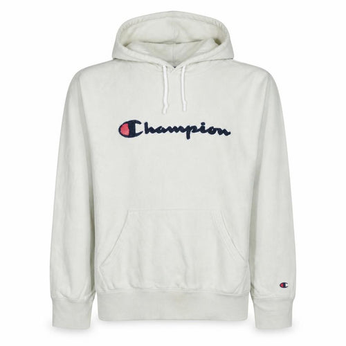 Champion Men’s Beige XL Pullover Hoodie Embroidered Logo Fleece