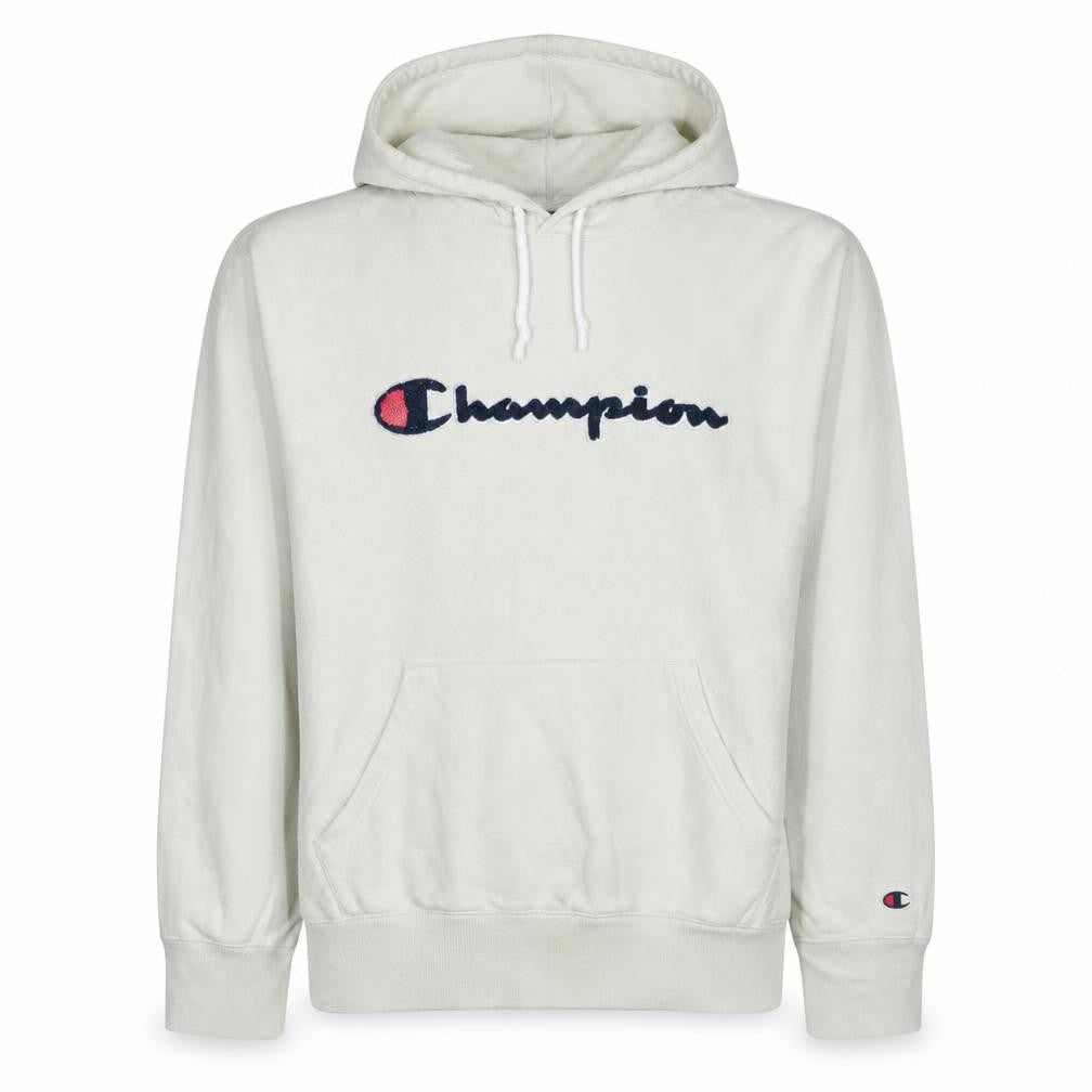 Champion Men’s Beige XL Pullover Hoodie Embroidered Logo Fleece