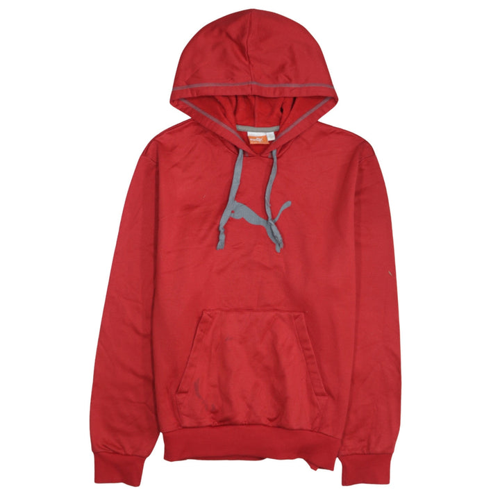 Puma Men's Red Small Pullover Hoodie with Grey Logo