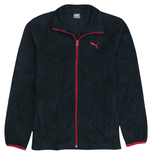 Puma Boys Black Red Fleece Full Zip Track Jacket Size 12 Years
