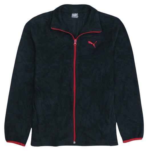 Puma Boys Black Red Fleece Full Zip Track Jacket Size 12 Years