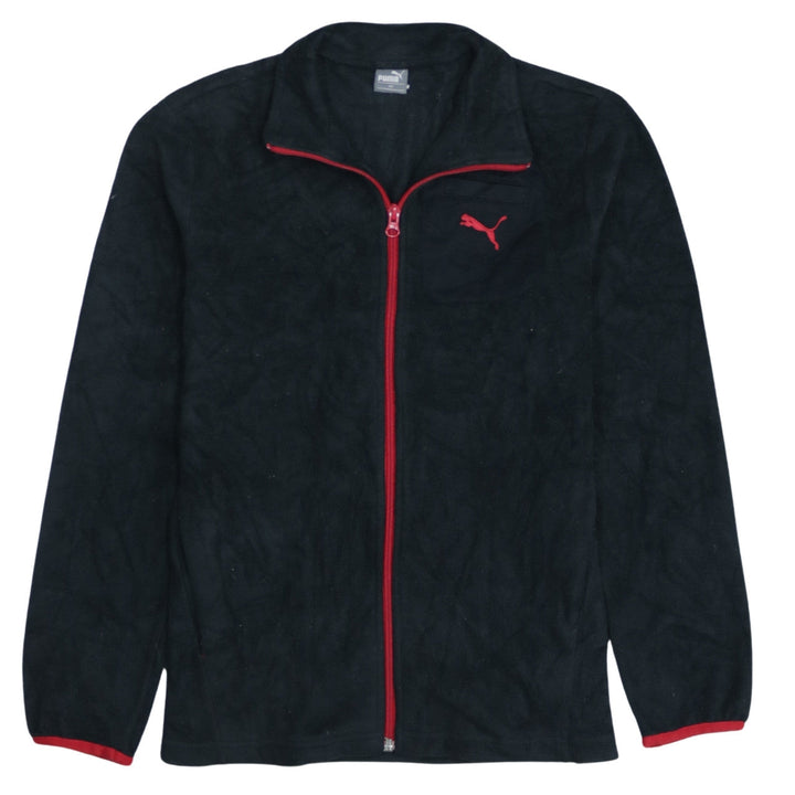 Puma Boys Black Red Fleece Full Zip Track Jacket Size 12 Years