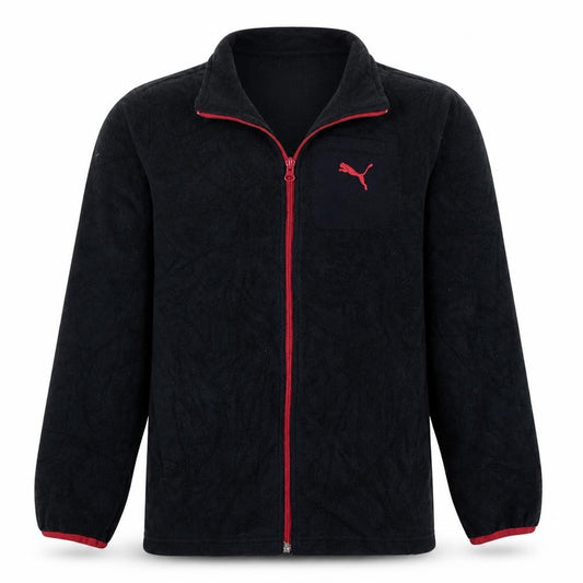 Puma Boys Black Red Fleece Full Zip Track Jacket Size 12 Years