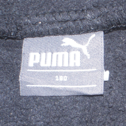 Puma Boys Black Red Fleece Full Zip Track Jacket Size 12 Years