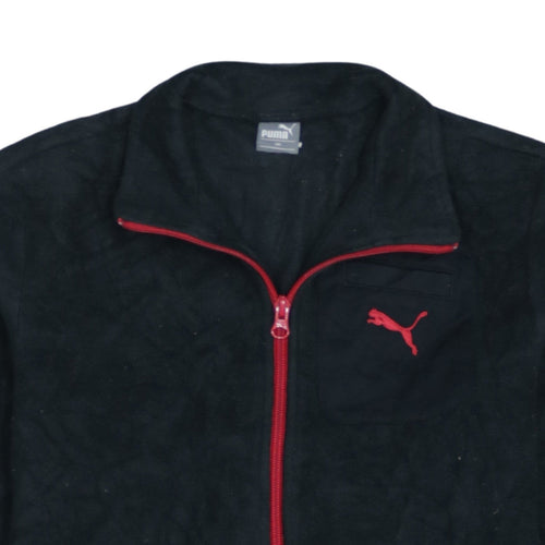Puma Boys Black Red Fleece Full Zip Track Jacket Size 12 Years