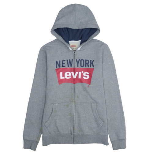 Levi's Boys Grey Full Zip Hoodie Size 16 Graphic Logo New York Design