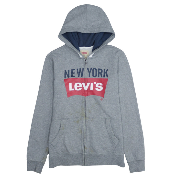 Levi's Boys Grey Full Zip Hoodie Size 16 Graphic Logo New York Design