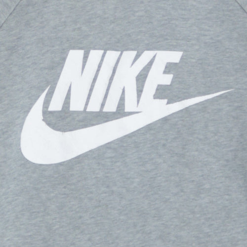 Nike Men's Grey Pullover Hoodie Small Logo Sportswear Fleece