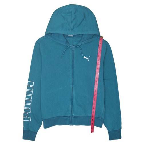Puma Womens Blue Full Zip Hoodie Small Hooded Sweatshirt