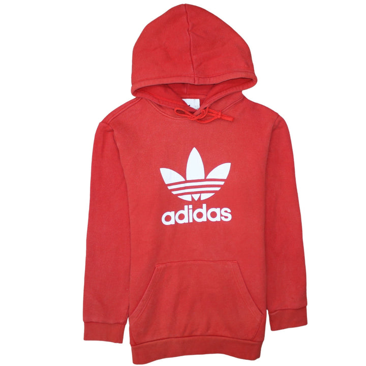Adidas Mens Red Pullover Hoodie Size S Logo Fleece Sweatshirt
