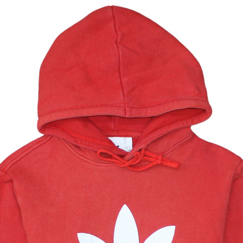 Adidas Mens Red Pullover Hoodie Size S Logo Fleece Sweatshirt