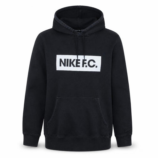 Front view of Nike F.C. Men's Black Pullover Hoodie M Graphic Sports Sweatshirt